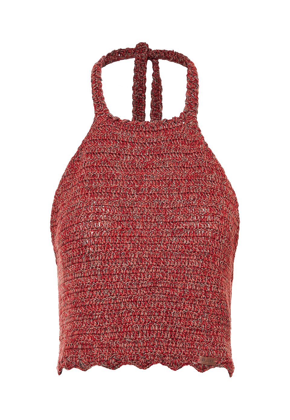 BLU0089-ROJ Blusa Mujer Cuello Halter Tejida