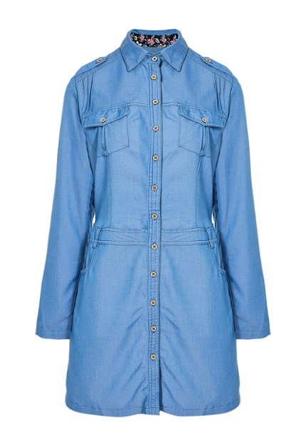 VES0005-AZI Vestido Camisero Mujer