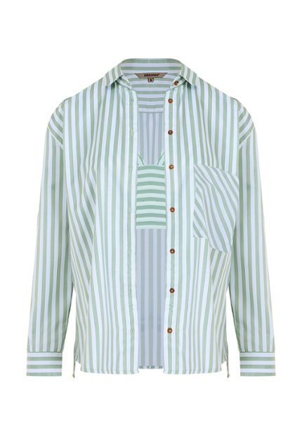 CAM0261-VER Camisa Manga Larga Mujer Con Top Interno