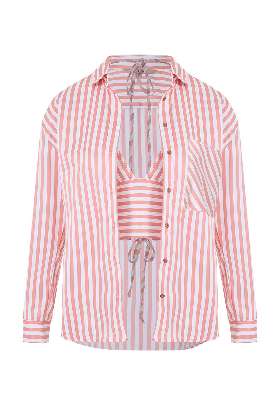 CAM0261-NAR Camisa Manga Larga Mujer Con Top Interno
