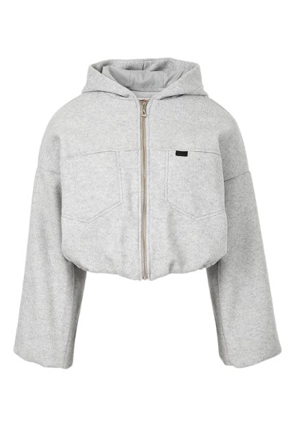 CHQ0096-GRI Chaqueta Crop Casual Mujer