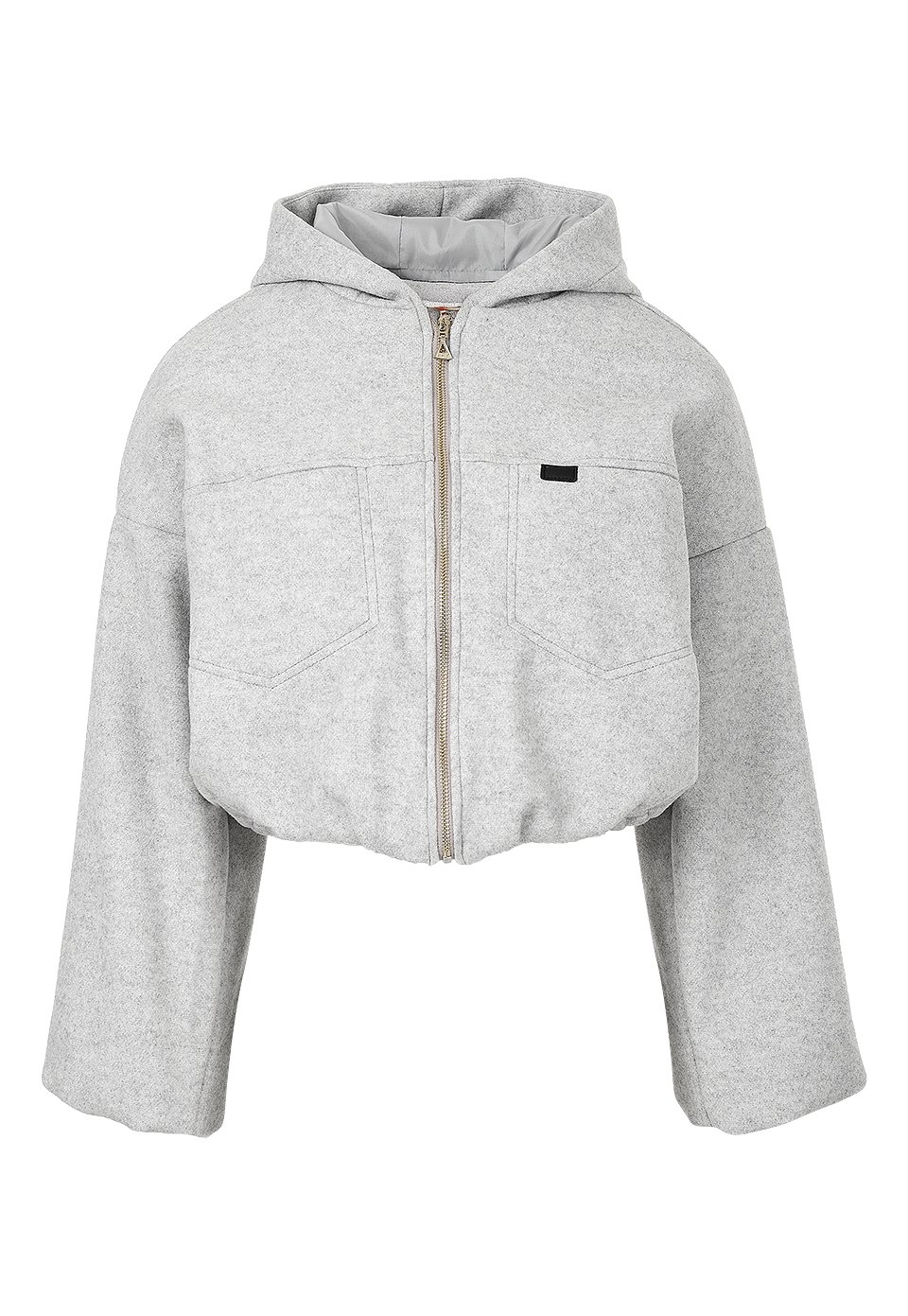 CHQ0096-GRI Chaqueta Crop Casual Mujer